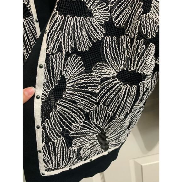 Ming Wang white black embroidered blazer Medium - Picture 5 of 6
